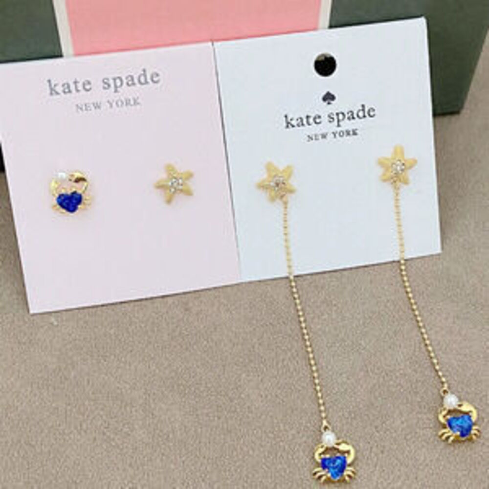 kate spade Zircon Starfish Pearl Crab Stud Drop Earrings Metal